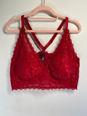 Red Lace Bralette With Adjustable Straps & Racerback Design By Torrid Size 2